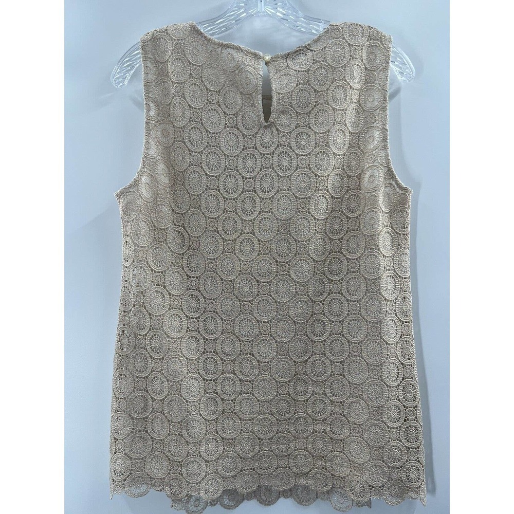 Talbots Women’s Sleeveless Lined Gold Lame’ Blouse Size 8 New With Tags​ - Picture 8 of 10